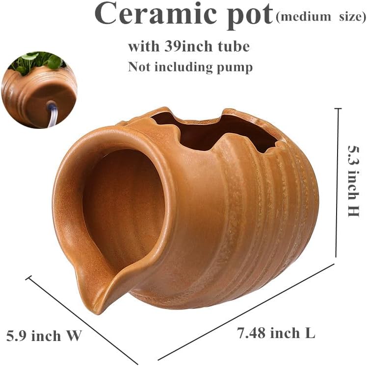 Andady Outdoor Garden Fountain Spitter Pond Water Feature Pump DIY Ceramic Pot Decoration (7.4 inch Color 3) - Image 2